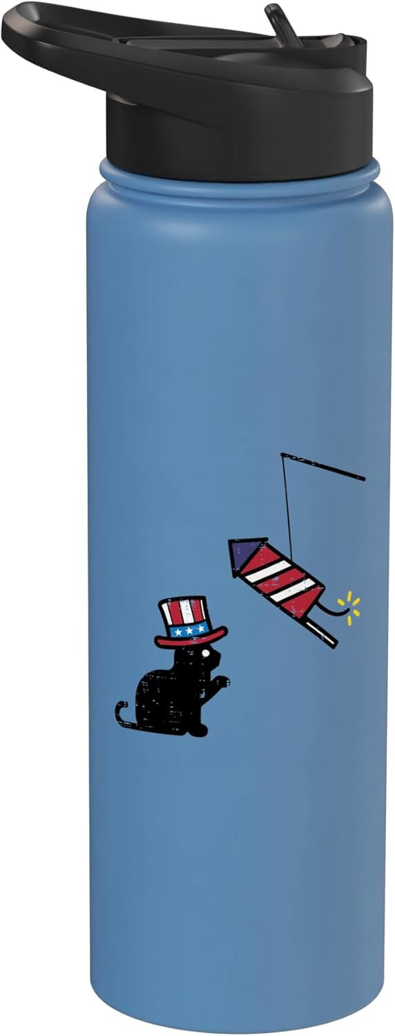 Botella de agua acero inoxidable bandera americana para mujer niña