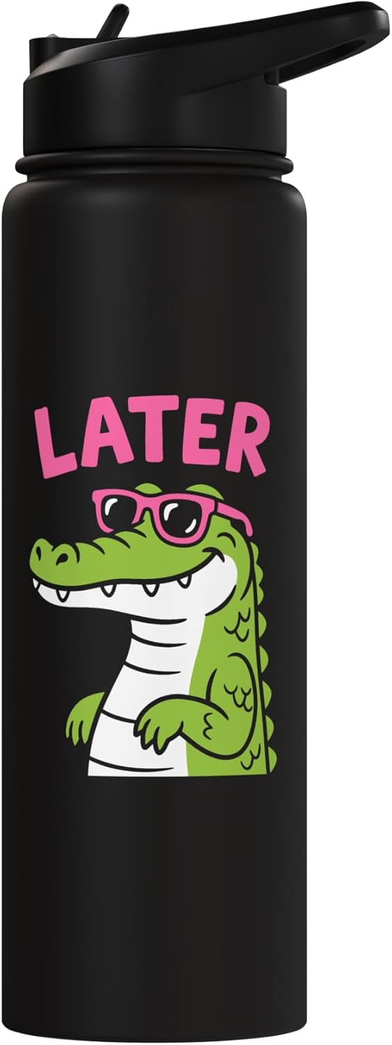 Botella de agua acero inoxidable con tapa de lagarto