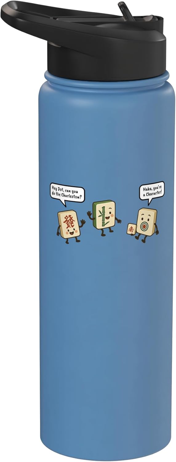 Bottella de agua aislada de acero inoxidable Mah-Jongg divertida