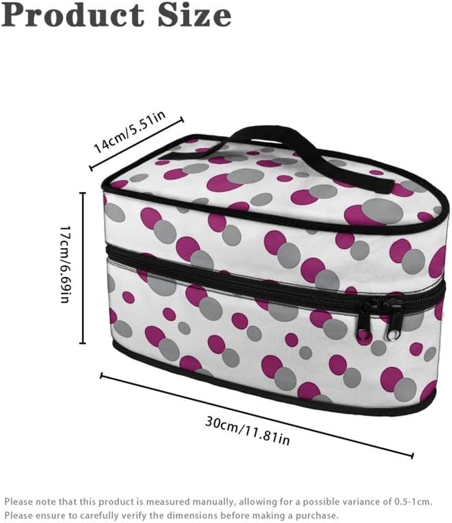 Bolsa hierro lunares cremallera funda viaje gris morado duradera