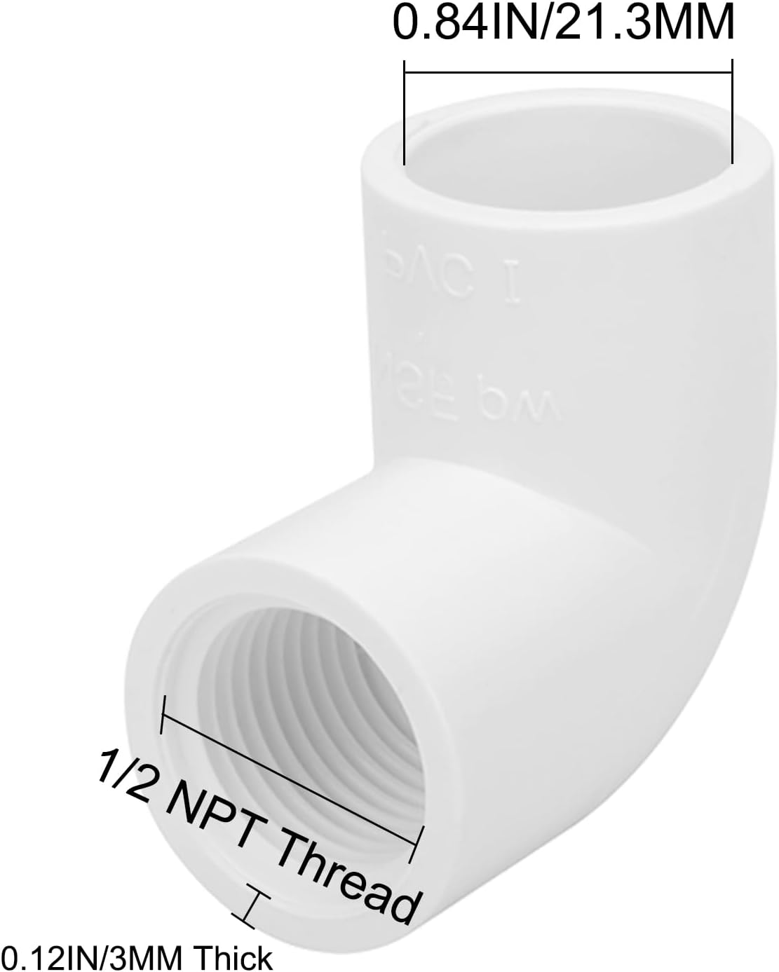 12 Pzas Codo 90 Grados Rosca Hembra 1/2pulg PVC SCH40