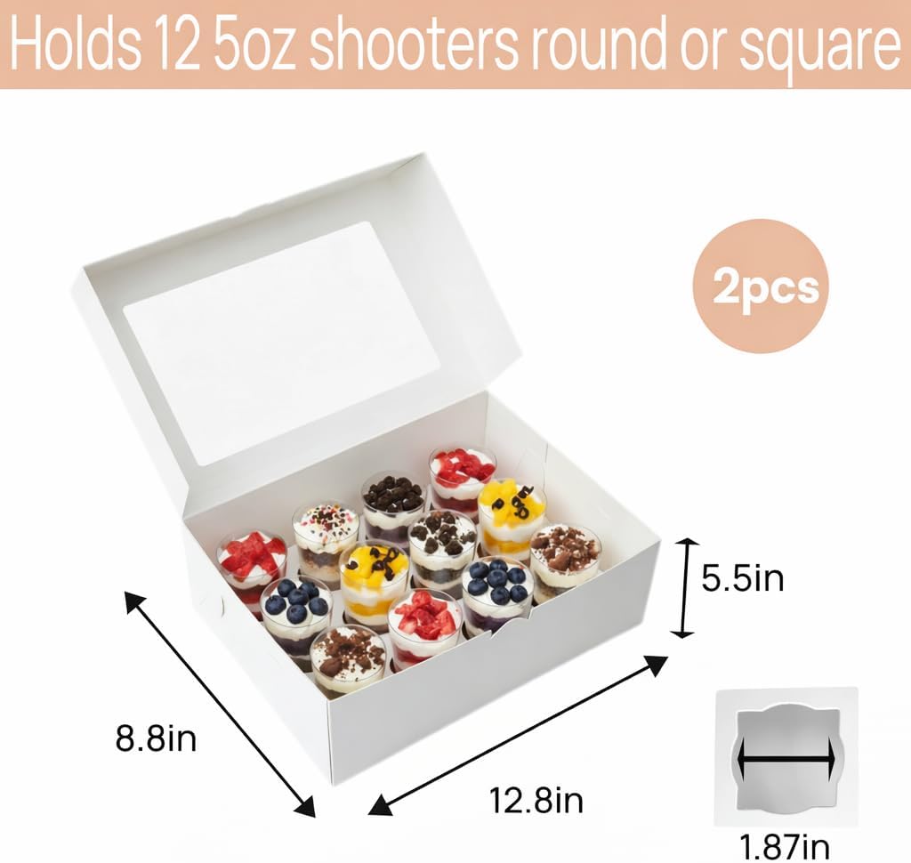 Cajas de tirador de postres paquete de 2 capacidad 12 unidades 5 oz