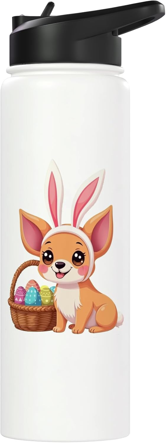 Botella de agua aislada de acero inoxidable estilo Kawaii para Pascua