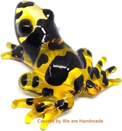 Figura rana venenosa vidrio soplado 2pulg bandas amarillas
