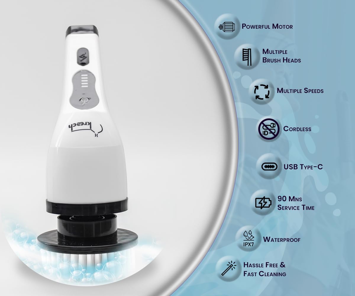 Cepillo eléctrico 9en1 inalámbrico ducha cocina mango largo IPX7