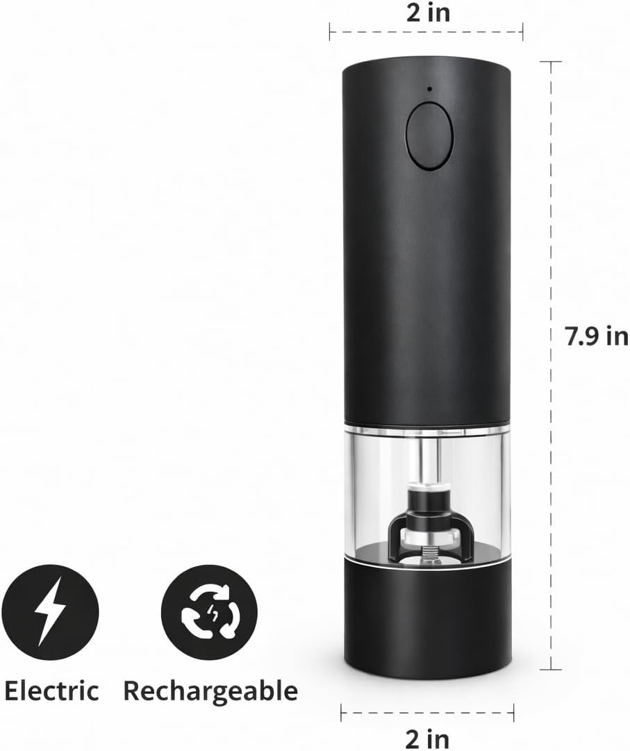 Juego de 2 molinillos eléctricos de sal y pimienta automáticos con luz LED