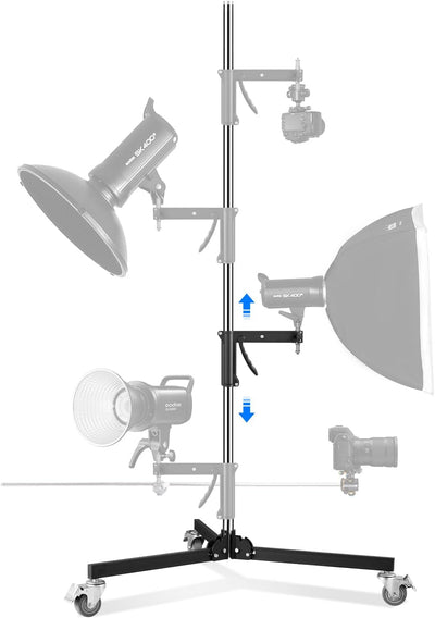 Soporte luz fotografía 2.5m acero inox 20kg con ruedas