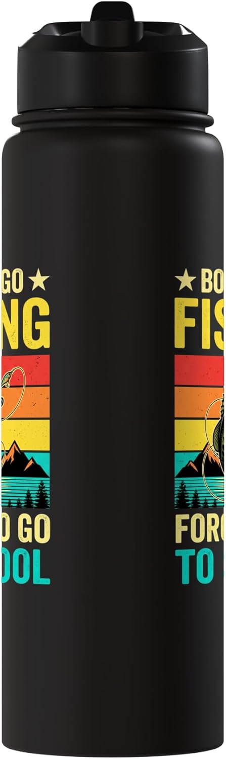 Botella de agua acero inoxidable aislada Born To Go Fishing