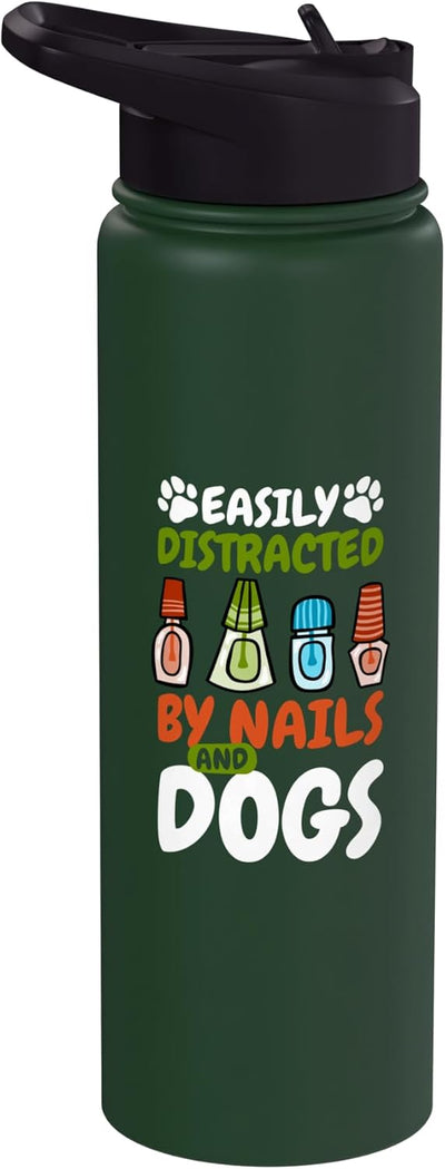 Botella de agua acero inoxidable aislada para amantes de perros y uñas
