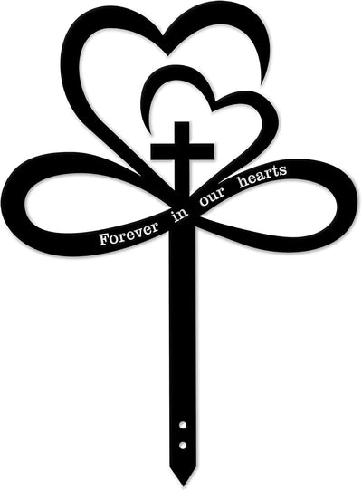 Cruz de corazón infinito metal decoración tumba amor eterno