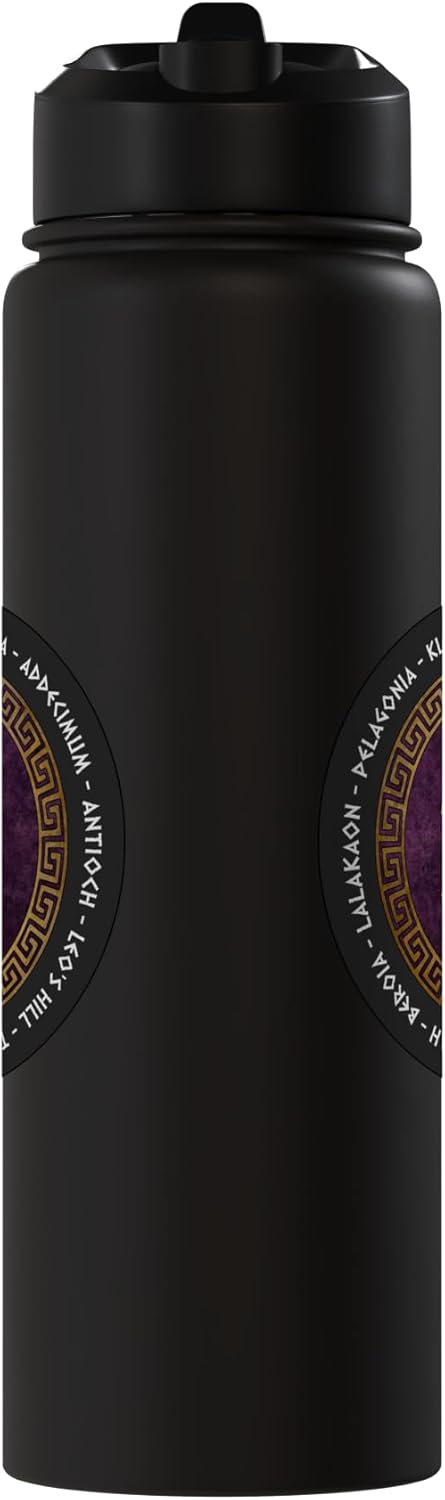 Botella de agua aislada con símbolo Chi Rho acero inoxidable