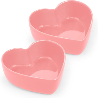 Juego de 2 cuencos en forma de corazón de cerámica rosa para dulces y postres