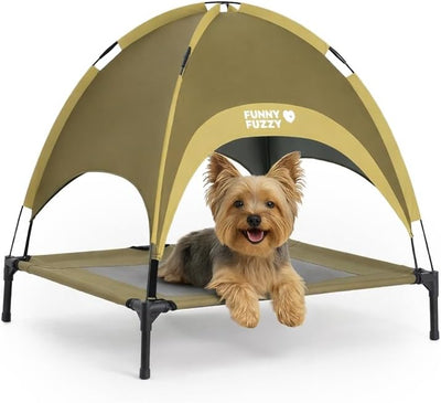 Cama elevada perro dosel verde 24x18pulg malla transpirable