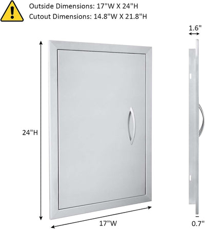 Puerta acero inox 17x24pulg cepillado para cocina exterior BBQ
