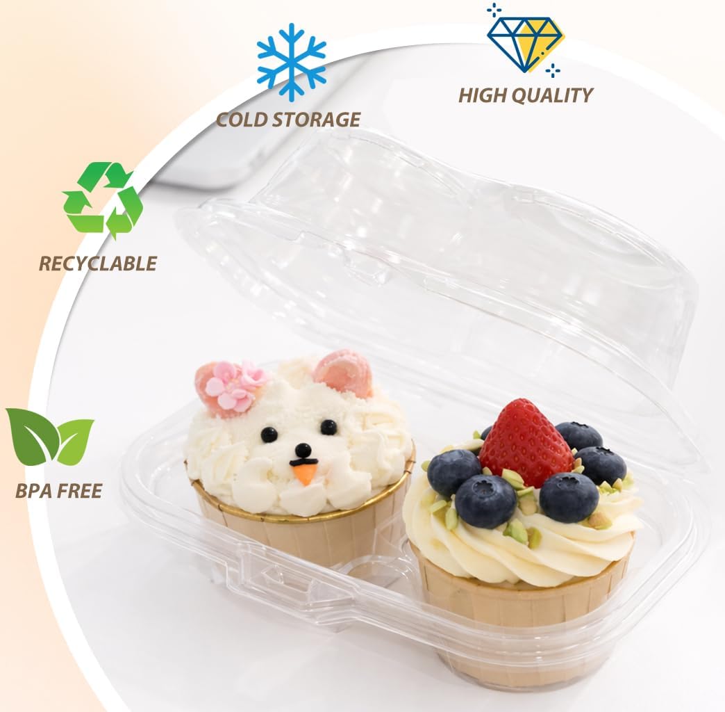Set 2 Recipientes Cupcakes Plástico Transparente