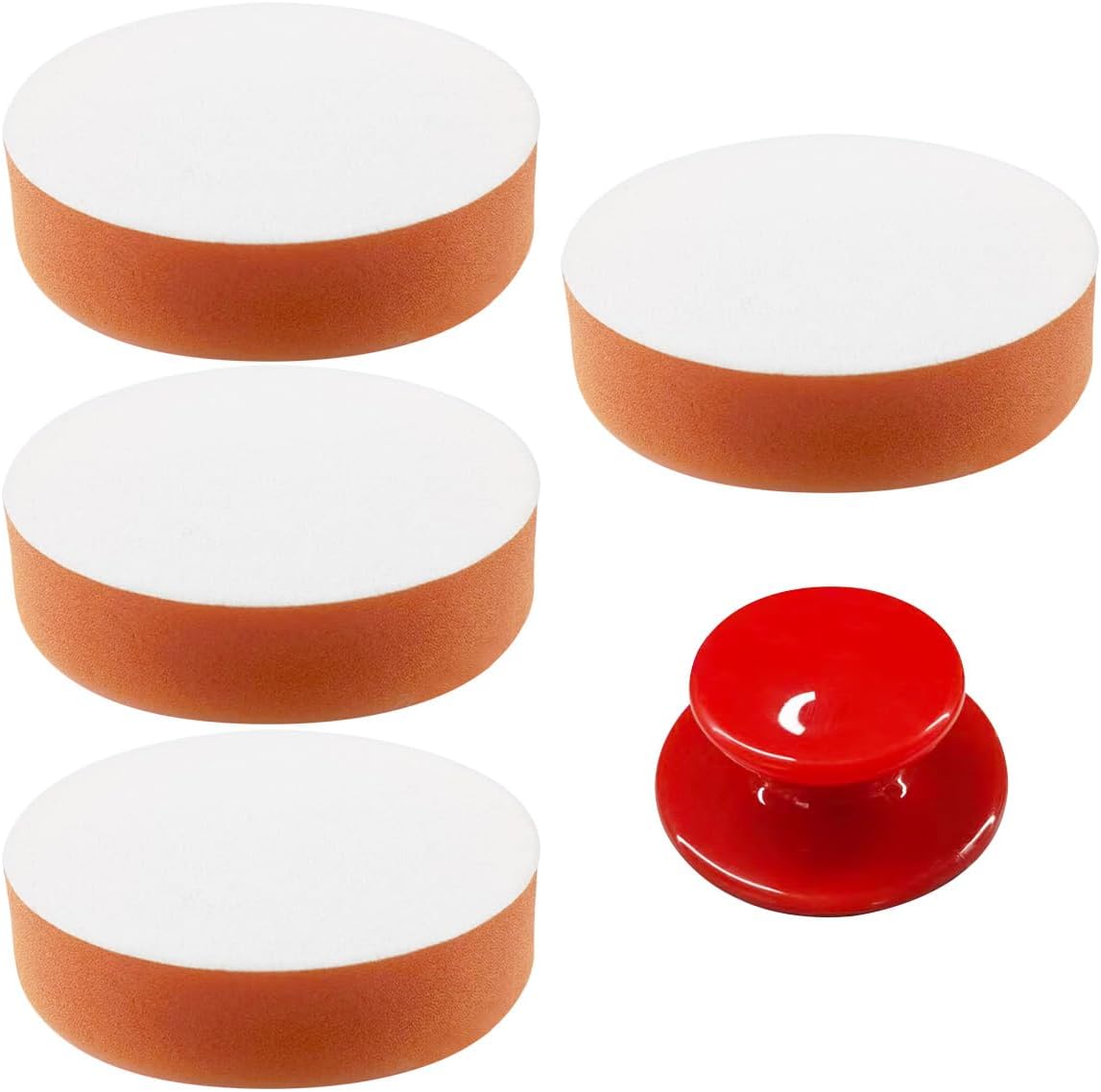 4 Almohadillas Aplicadoras Cera con Asa Espuma Redonda 3.85pulg