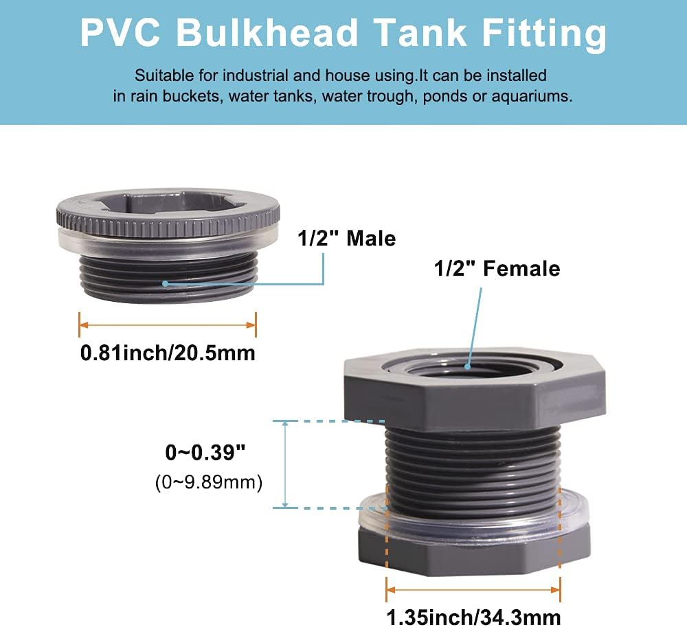 Conector PVC 1/2pulg con tapones para barriles lluvia