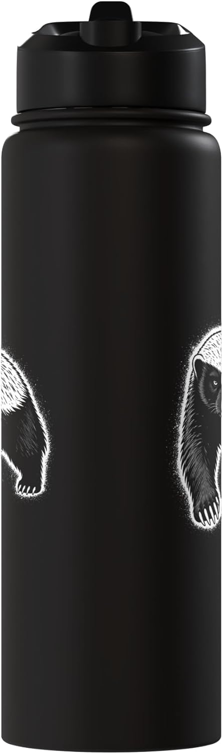 Botella de agua acero inoxidable aislada Honey Badger Fierce Wildlife
