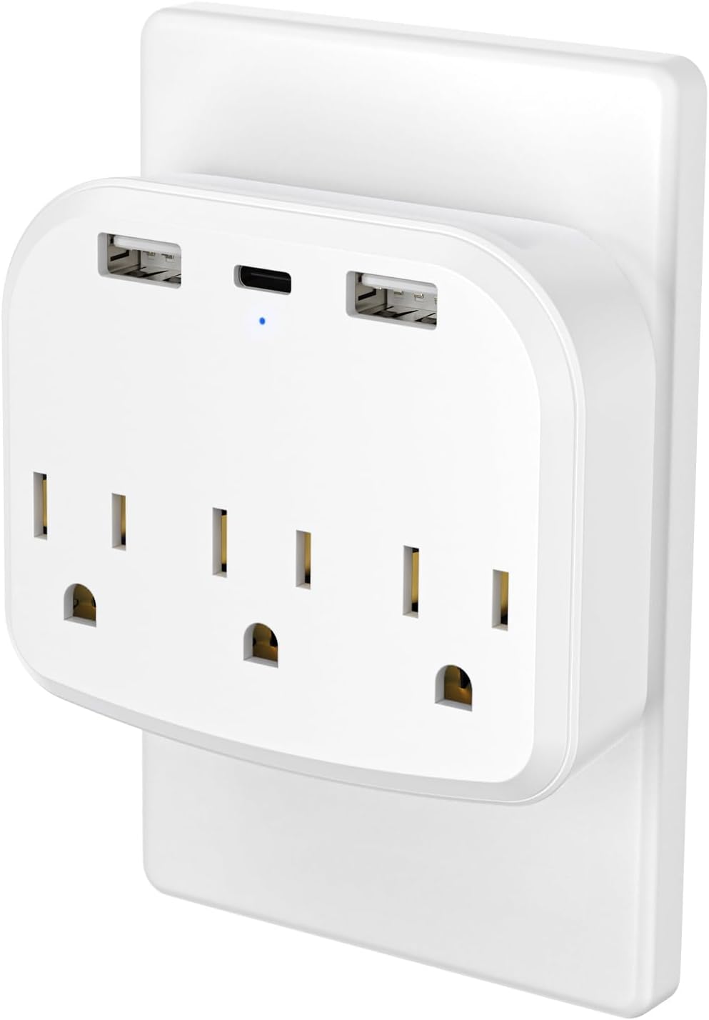 Extensor tomacorriente con soporte telefono 2USB-A 1USB-C