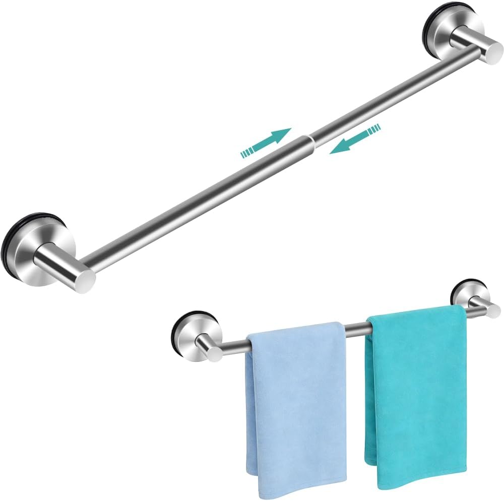 Toallero baño acero inox ajustable con ventosa