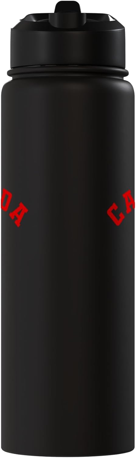 Bottella de agua aislada acero inoxidable bandera canadiense