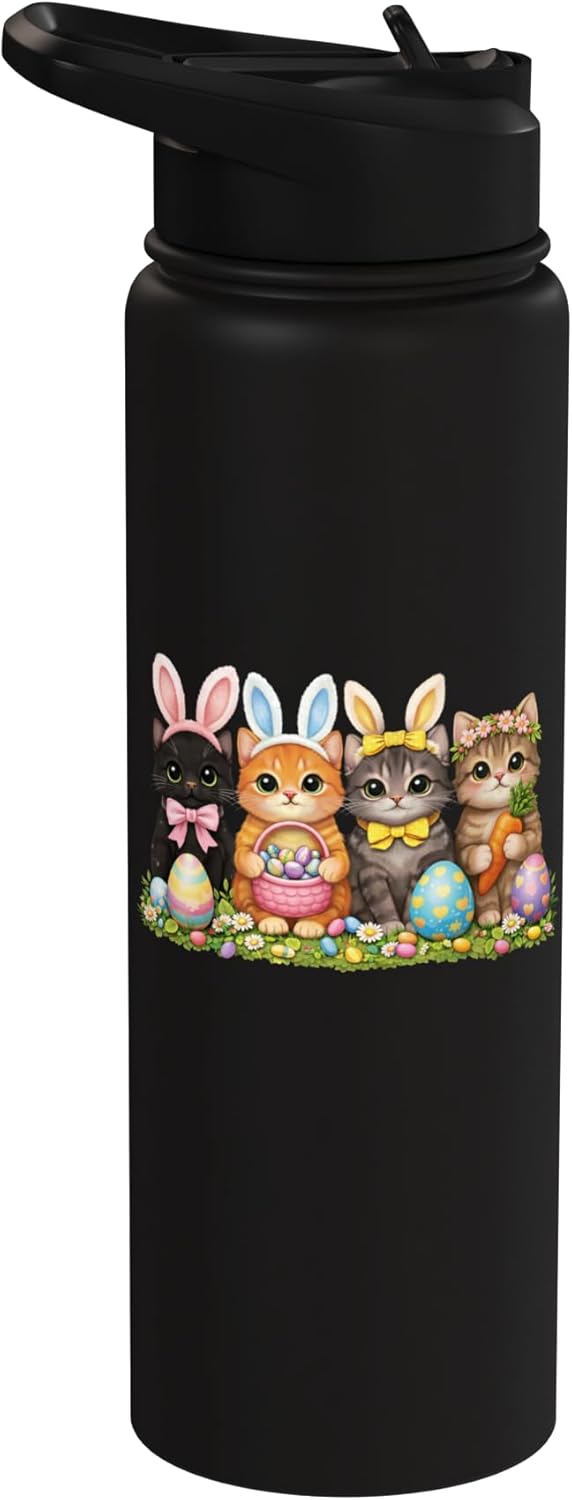 Bottle de agua aislada de acero inoxidable con orejas de conejo para Pascua