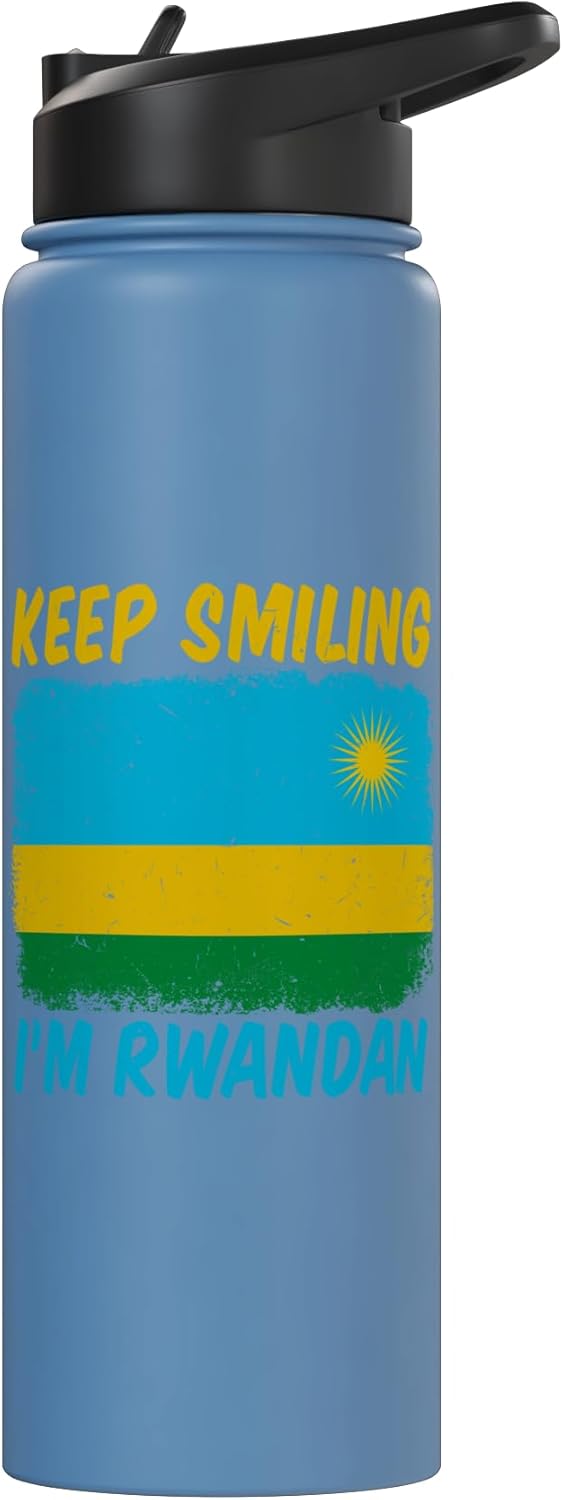 Botella de agua acero inoxidable con bandera de Ruanda