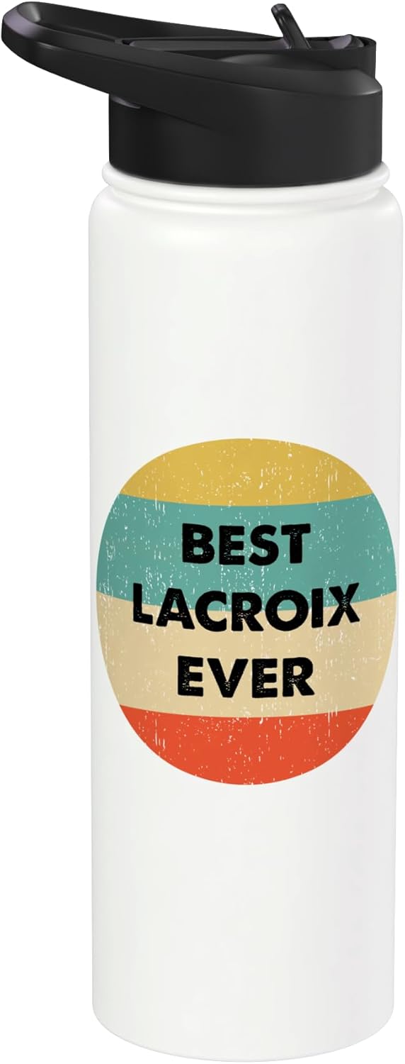 Botella de agua acero inoxidable Lacroix Name aislada