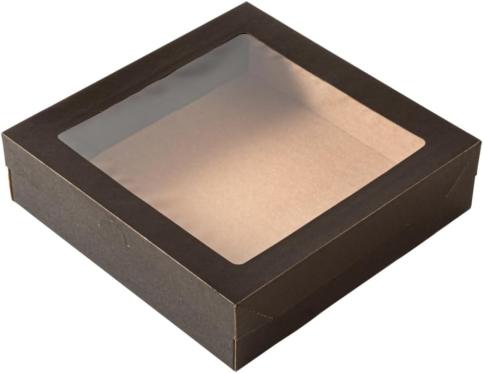 Caja comida papel cuadrada con tapa resistente 9x8.98x2.36pulg
