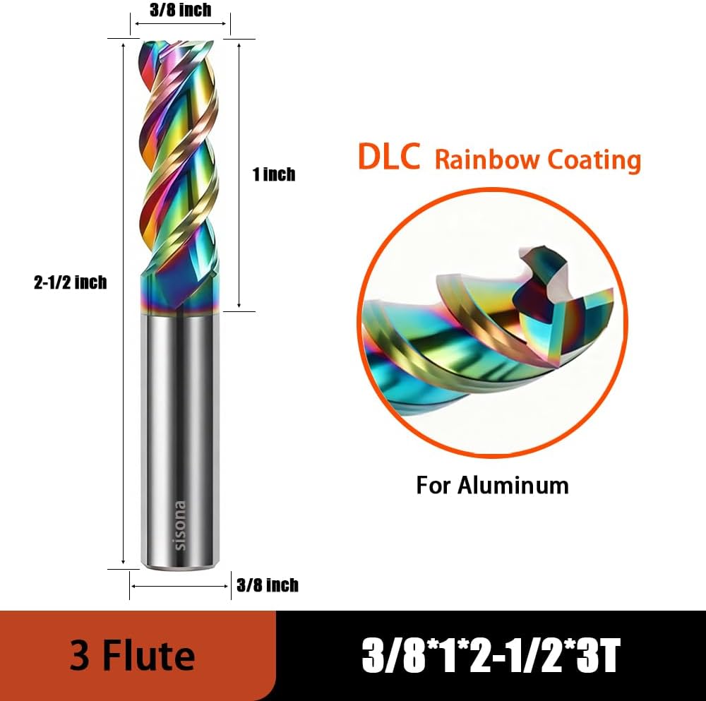 Brocas cuadradas carburo 3/8pulg 3flautas DLC