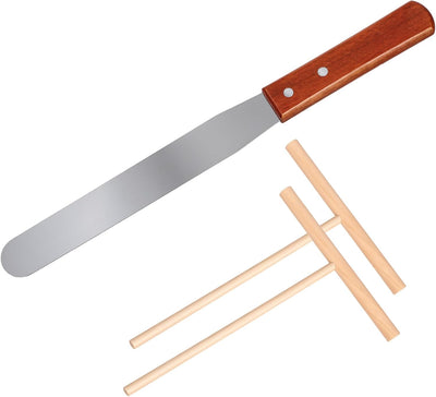Kit esparcidor y espátula de crepé 12 pulgadas, forma T, mango de madera