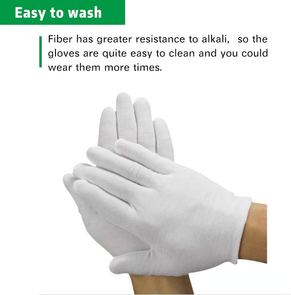 4 Pzas Guantes Algodón Blanco Talla Mediana