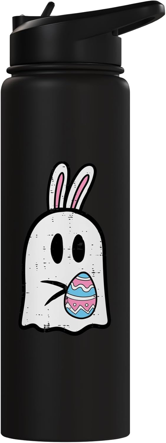 Botella de agua aislada de acero inoxidable con diseño de conejito de Pascua