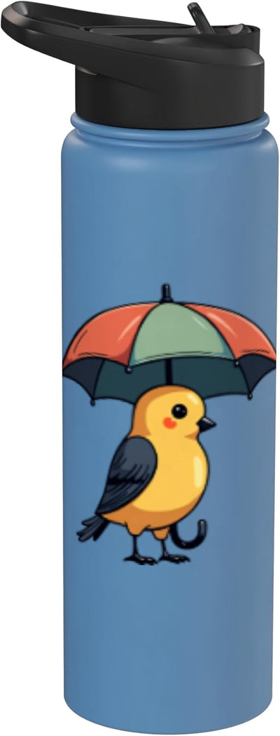 Botella de agua acero inoxidable con diseño sombrilla y pájaro