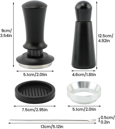Set Accesorios Café Expreso con Base Agitador Negro 5 Uds
