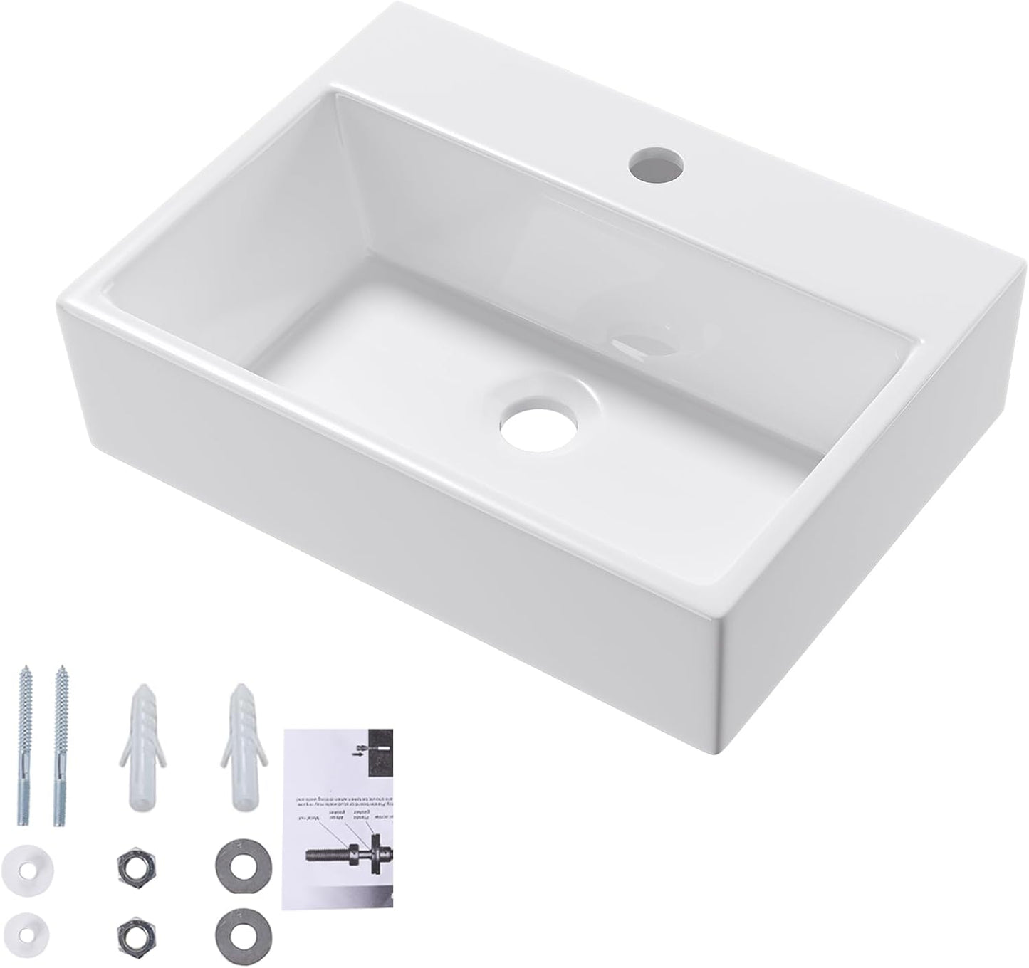 Lavabo pared 19x14pulg cerámica flotante blanco