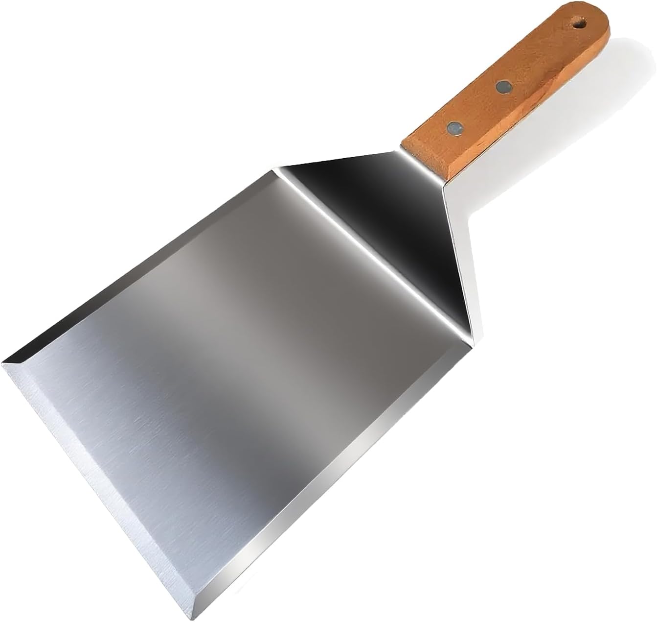 Espátula hamburguesa 6x5pulg acero resistente mango madera