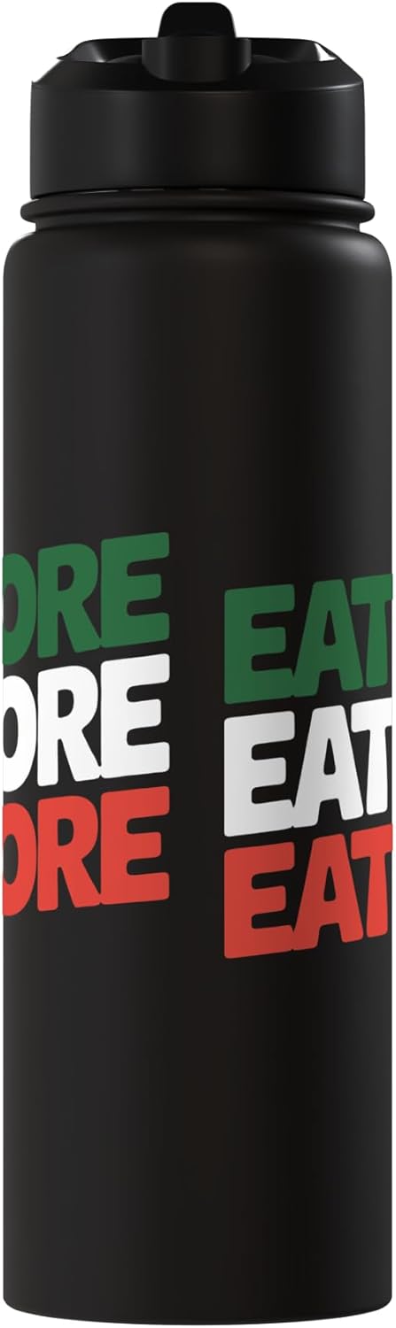 Botella agua acero inox aislada bandera Italia