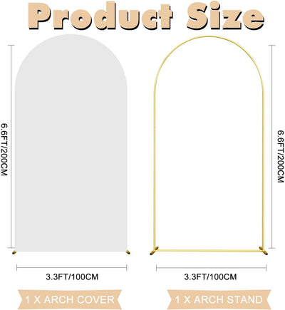 Soporte arco boda 6.6ft cubierta spandex blanca marco dorado