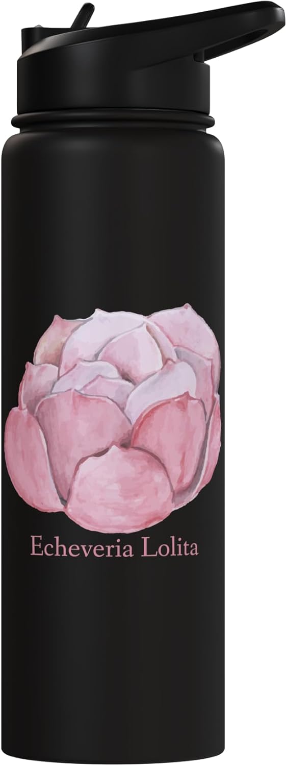 Botella de agua aislada Echeveria Lolita acero inoxidable