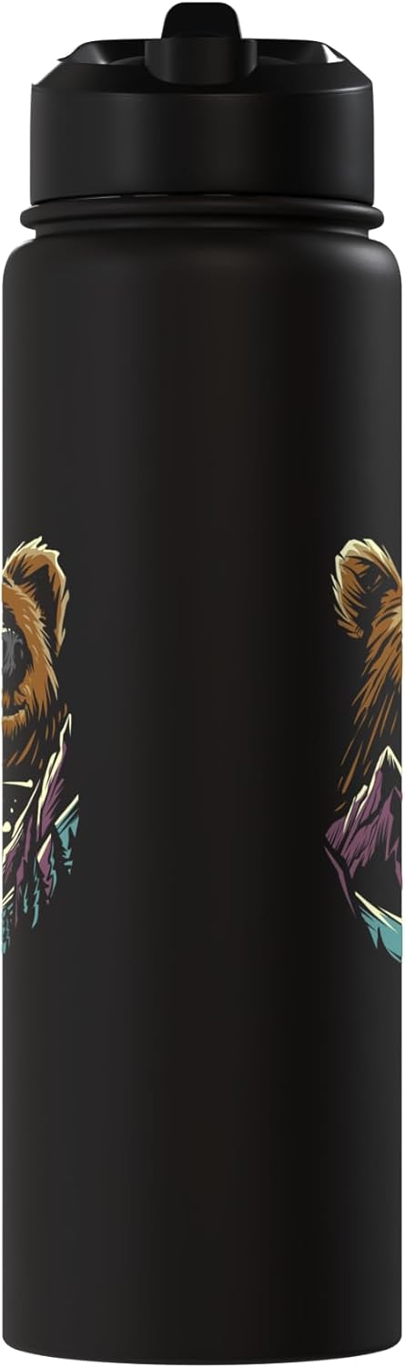 Botella de agua aislada de acero inoxidable Bear Forest Mountain
