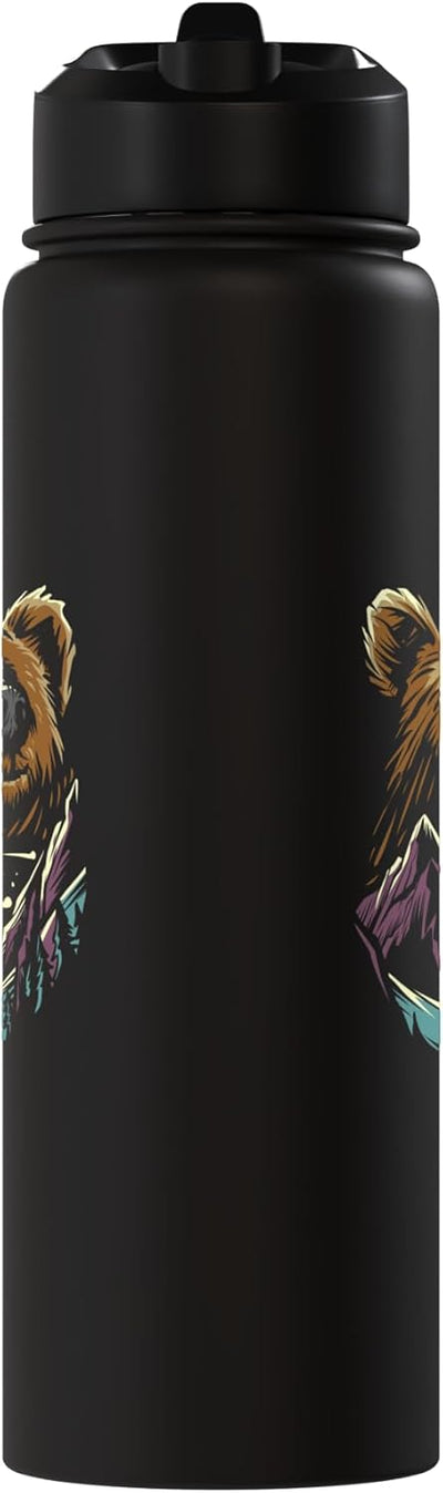 Botella de agua aislada de acero inoxidable Bear Forest Mountain