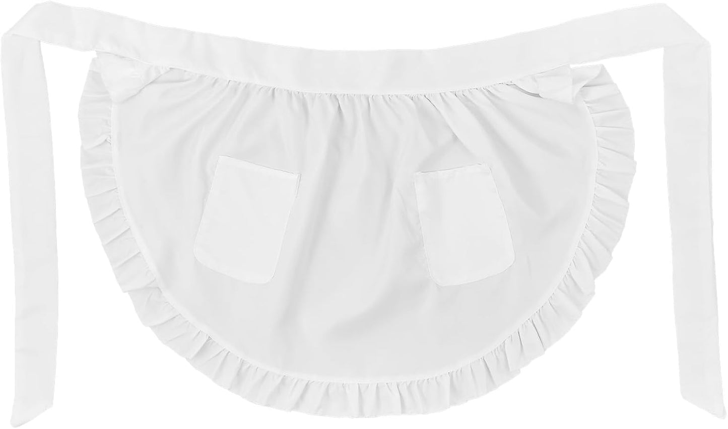 Delantal de cintura para mujer y niña con bolsillos y volantes para cosplay y fiestas