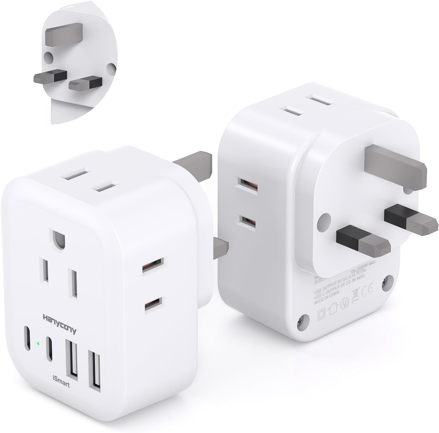 Adaptador enchufe EE.UU. a Reino Unido 2uds con USB