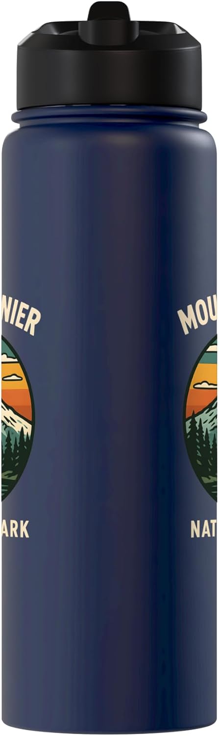 Botella de agua acero inoxidable aislada Parque Nacional Mount Rainier