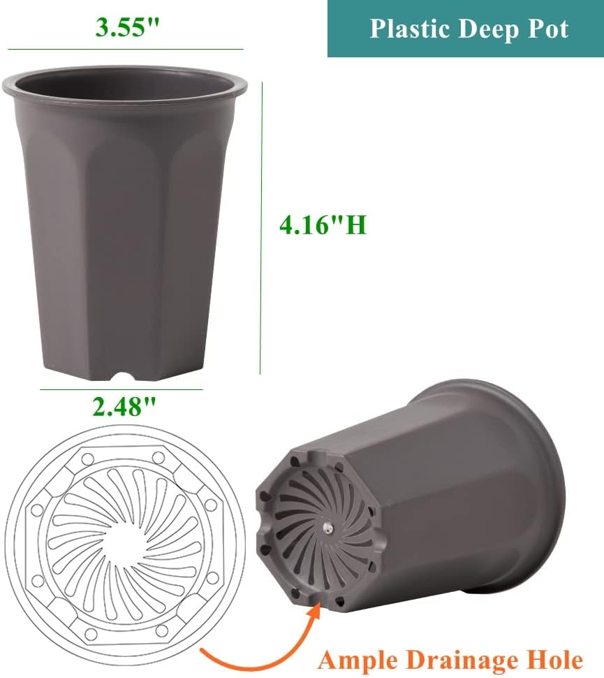 17 Macetas Plástico 3.55pulg para Vivero y Plántulas Color Gris
