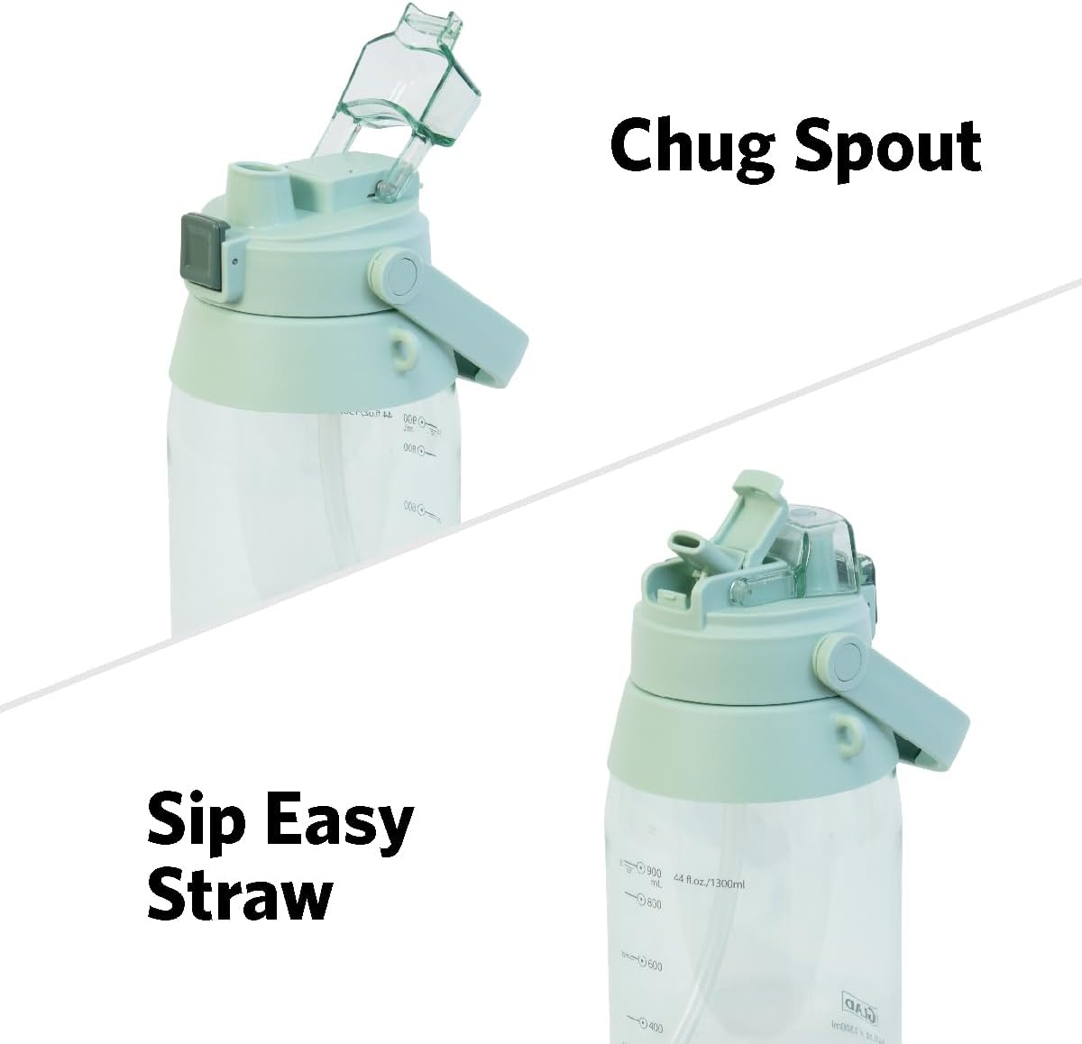 Botella de agua Tritan sin BPA con tapa popote resistente a fugas 44 oz