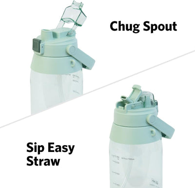 Botella de agua Tritan sin BPA con tapa popote resistente a fugas 44 oz