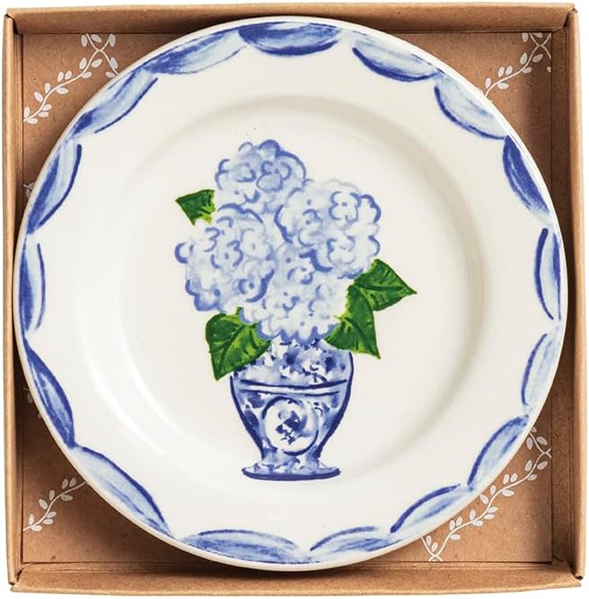 Placa de cerámica Mud Pie Tidbit de hortensias