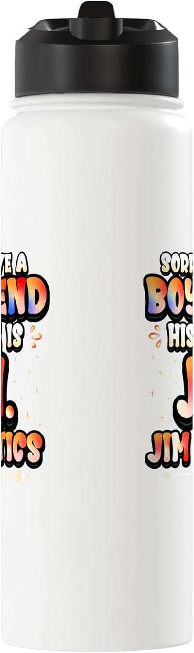 Botella agua acero inox aislada con mensaje humorístico